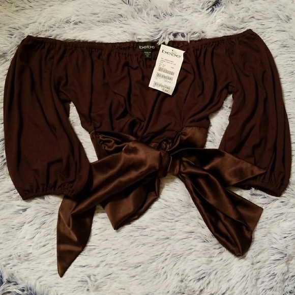 bebe Tops - Bebe Large Satin Bow Blouse